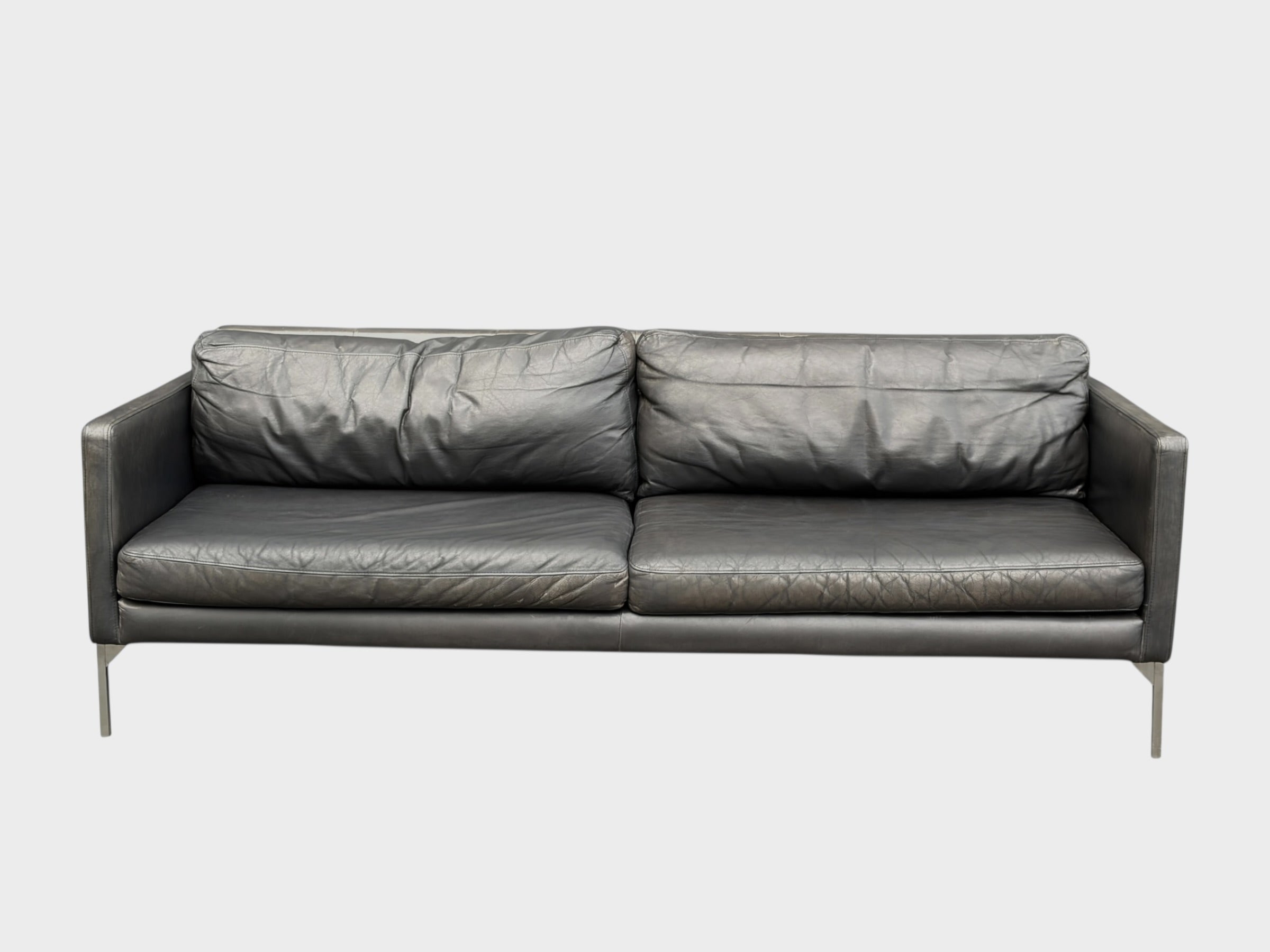 Freedom Mid-century Genuine Leather 3 Seater Couch