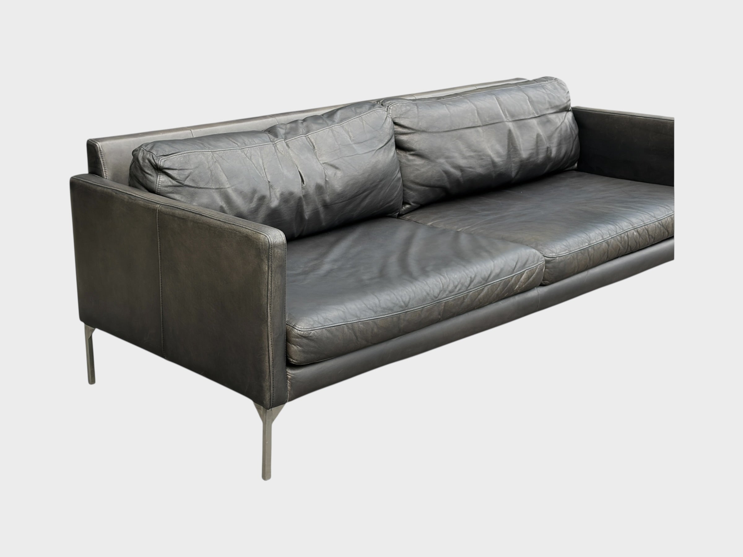 Freedom Mid-century Genuine Leather 3 Seater Couch