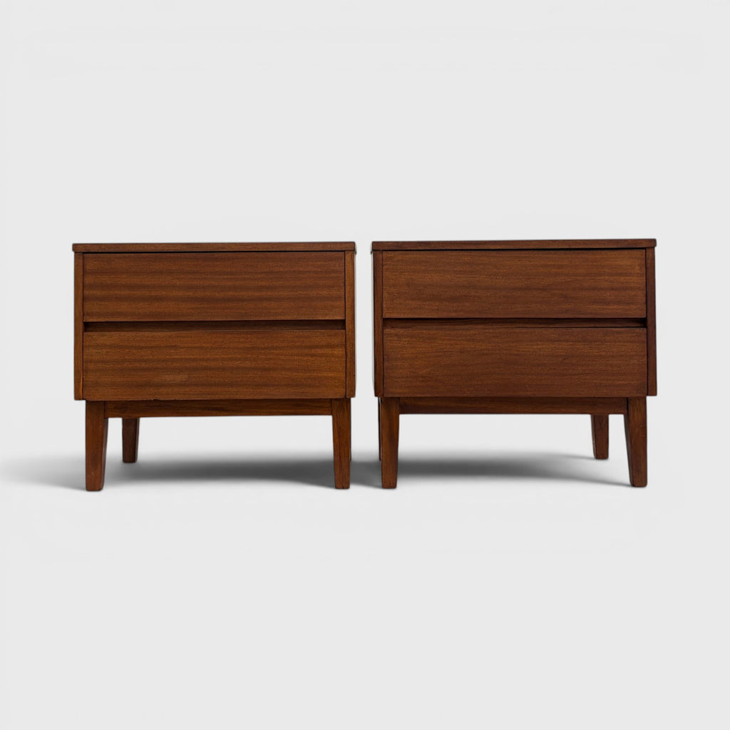 Pair of Mid-Century Modern Walnut Bedside Tables
