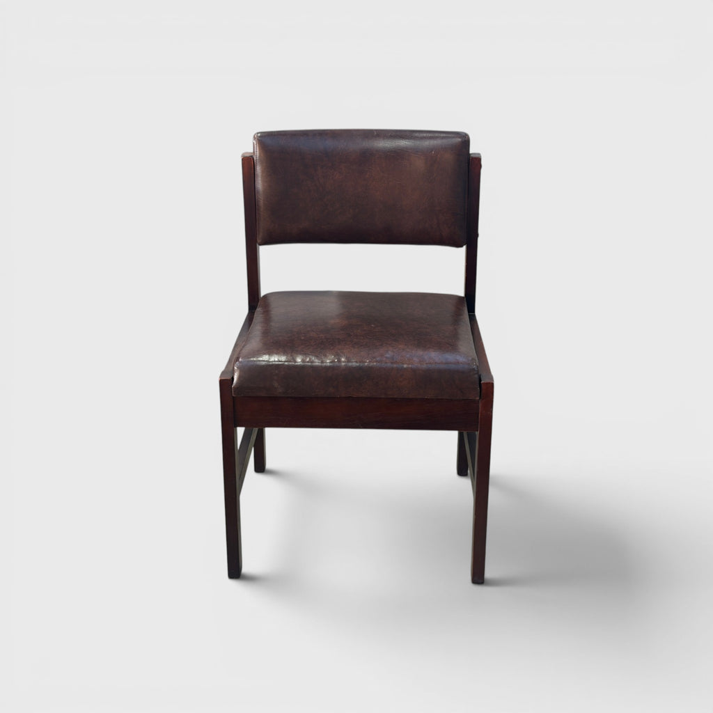 Mid Century Modern Dining Chair - Brown Vinyl