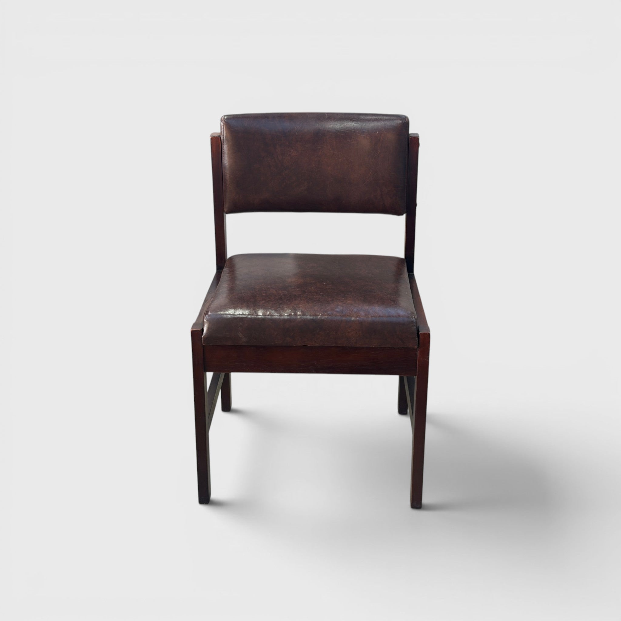 Mid Century Modern Dining Chair - Brown Vinyl