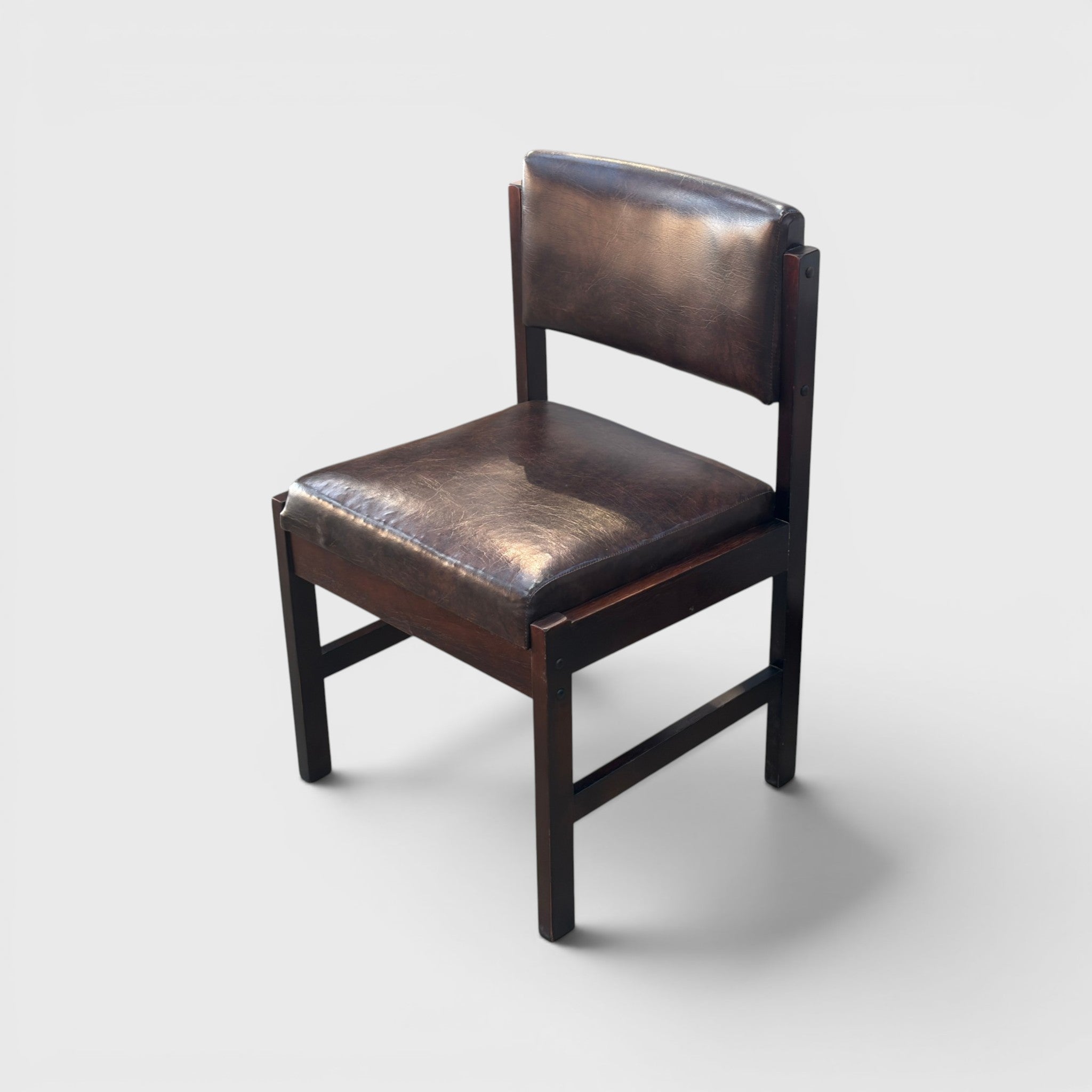 Mid Century Modern Dining Chair - Brown Vinyl
