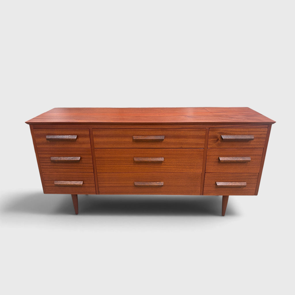Mid-Century Solid Mahogany 9-Draw Lowboy