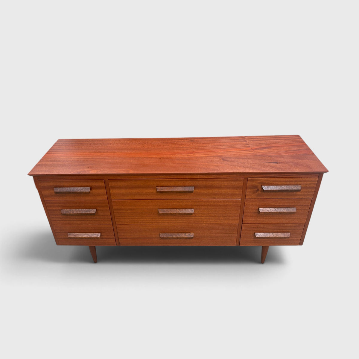 Mid-Century Solid Mahogany 9-Draw Lowboy