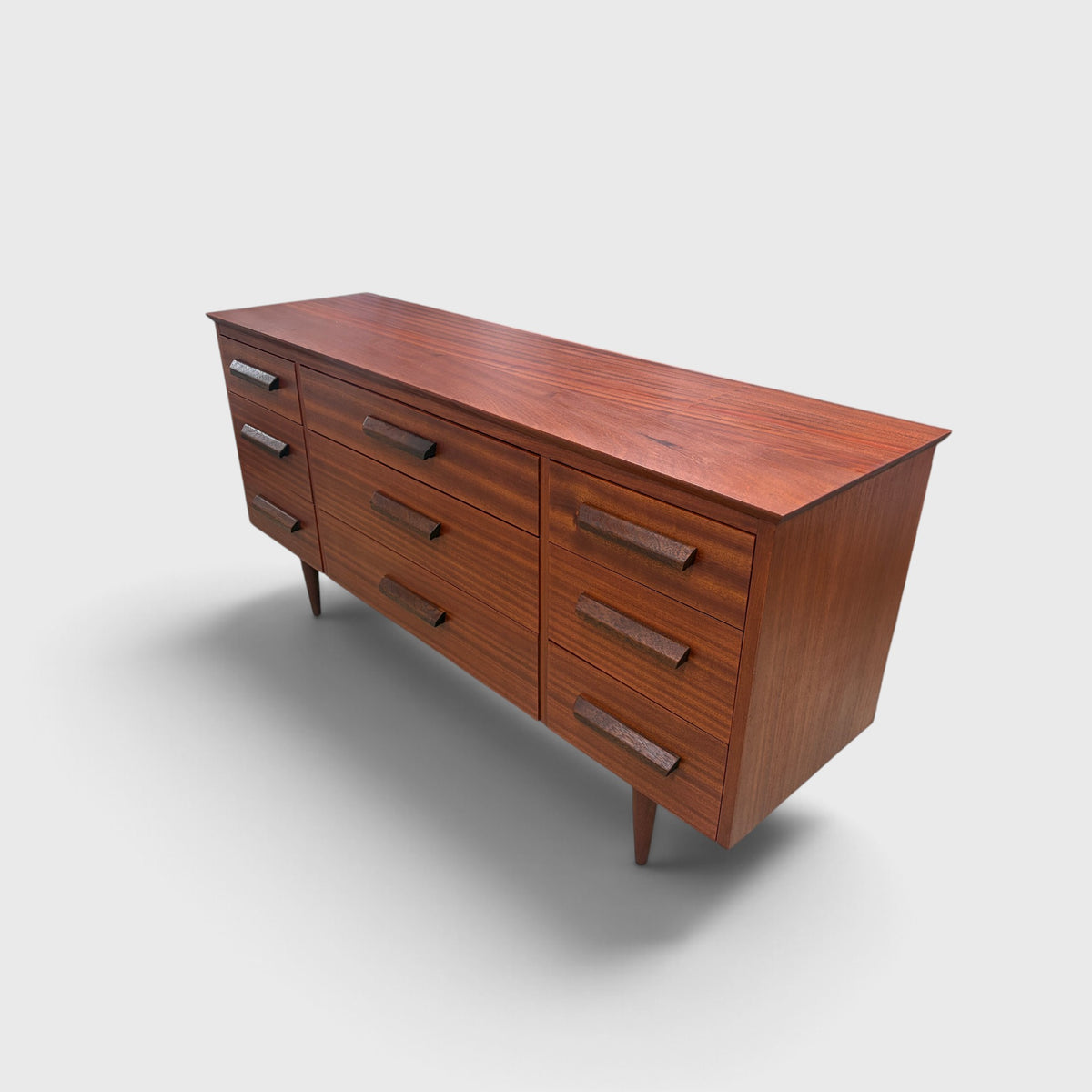 Mid-Century Solid Mahogany 9-Draw Lowboy