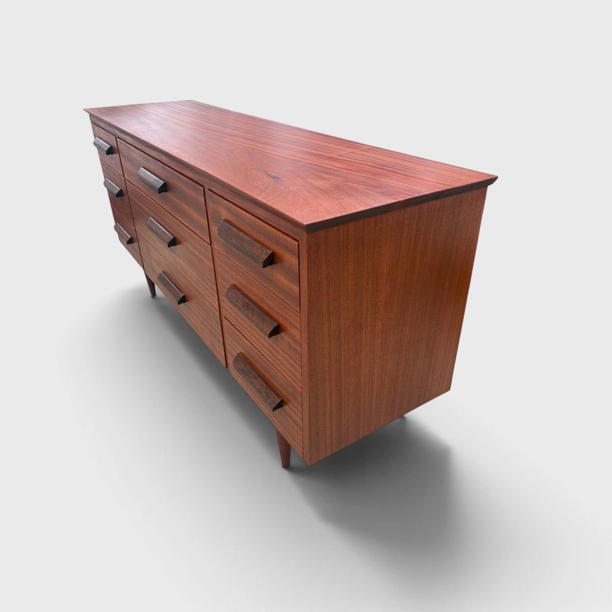 Mid-Century Solid Mahogany 9-Draw Lowboy