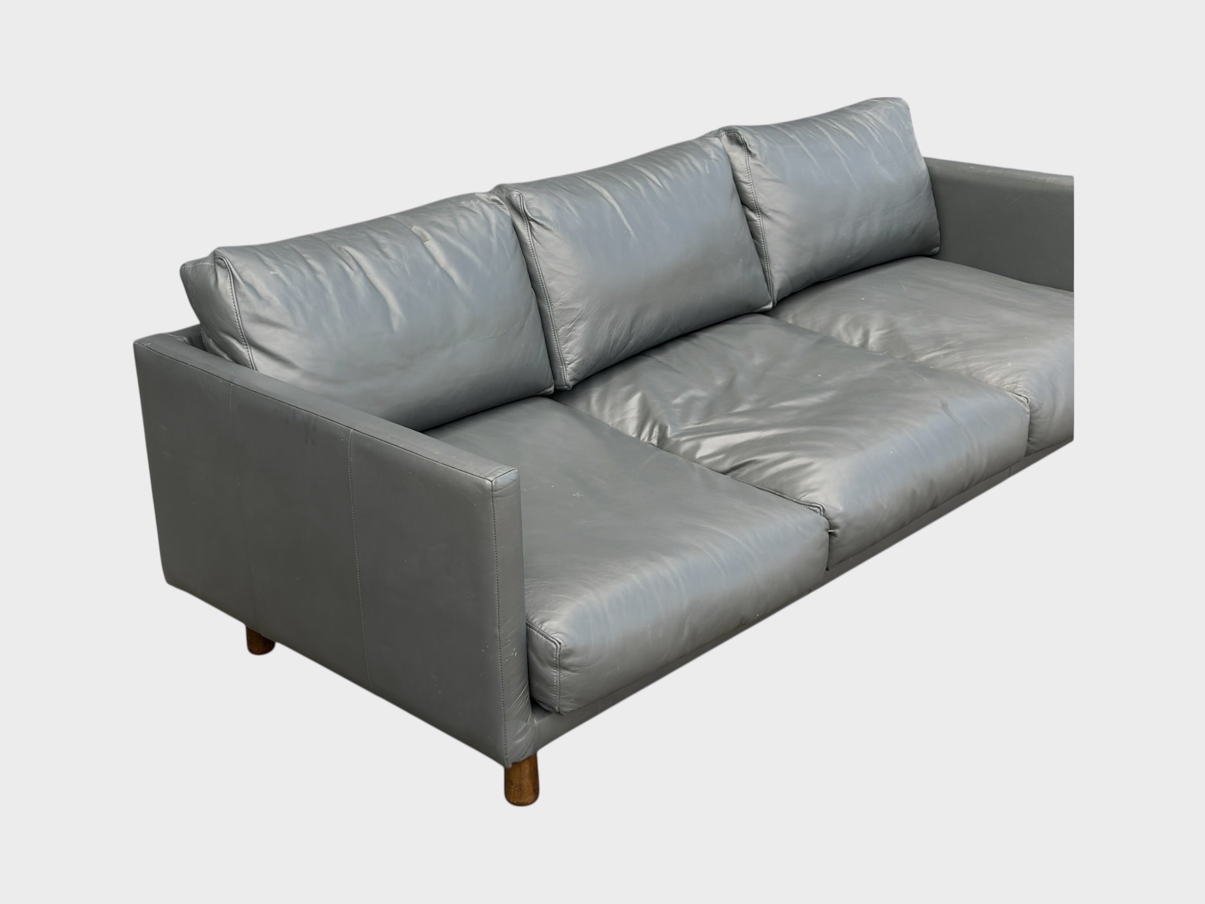 Nood 3 Seater Dark Grey Genuine Leather Couch