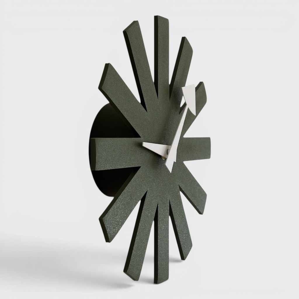 Asterisk Clock - Olive Green