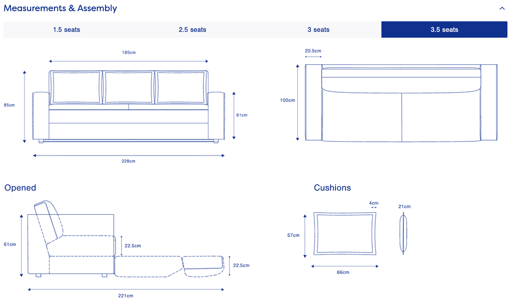 Ecosa Sydney Sofa Bed 3.5 Seater "Mint"