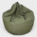 Rehomed Citta 300L bean bag in olive green, featuring a durable fabric and a top carry handle for indoor or outdoor use.